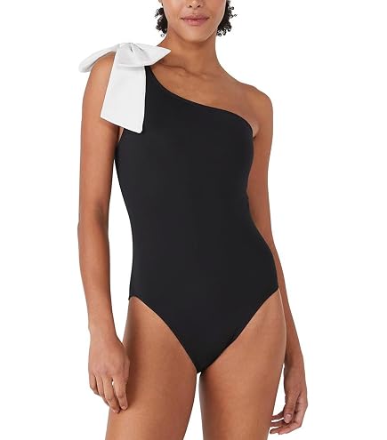 kate spade new york Rosette Solids Highneck One Piece, Black